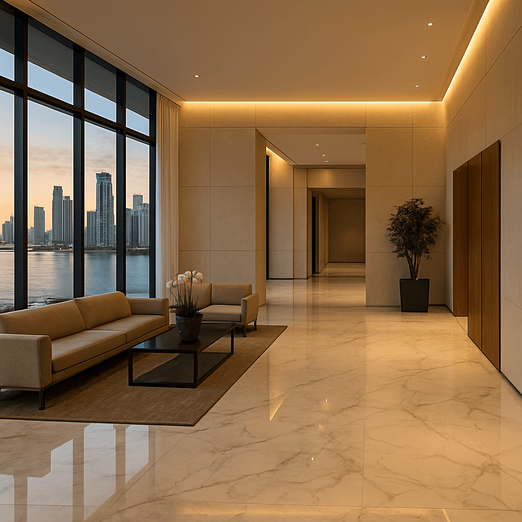 Modern luxury apartment lobby