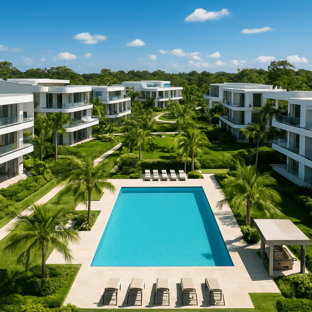 Aerial view of luxury residential development